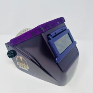 Chopped top Hobart welding helmet  Purple suede top and metallic purple helmet